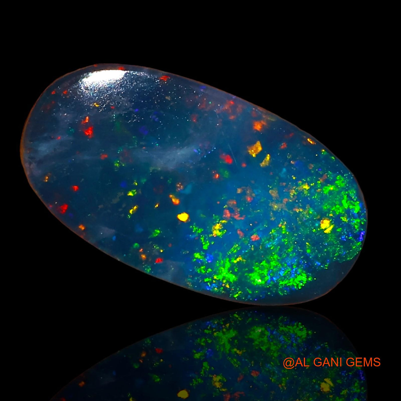 Lab-Created Doublet Opal Gemstone 4.80 Cts Loose Oval Cabochon From Australia 15x8x3 mm D-56