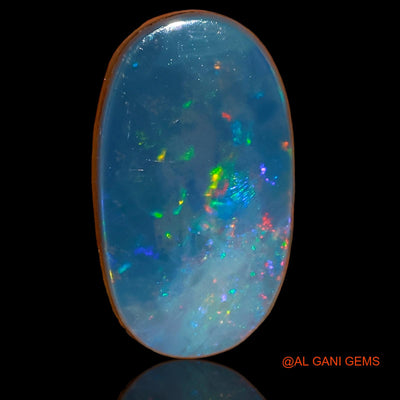 Lab-Created Untreated Doublet Opal Loose Gemstone Oval Cabochon From Australia 5.70 Cts 15x8x4 mm D-58