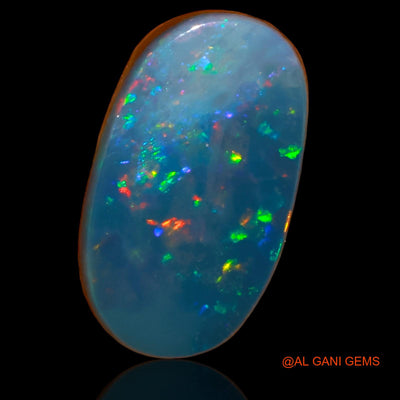 Lab-Created Untreated Doublet Opal Loose Gemstone Oval Cabochon From Australia 5.70 Cts 15x8x4 mm D-58
