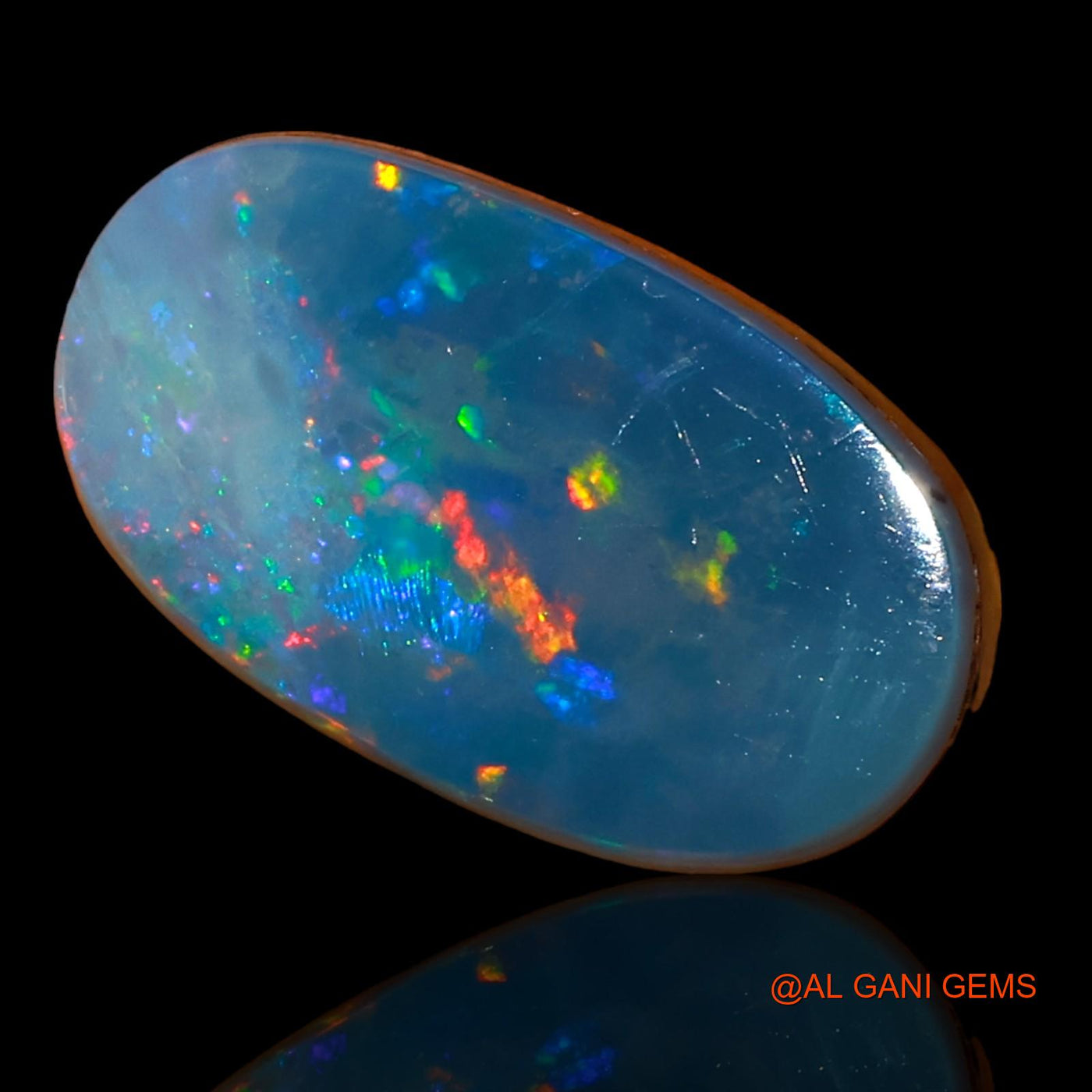 Lab-Created Untreated Doublet Opal Loose Gemstone Oval Cabochon From Australia 5.70 Cts 15x8x4 mm D-58