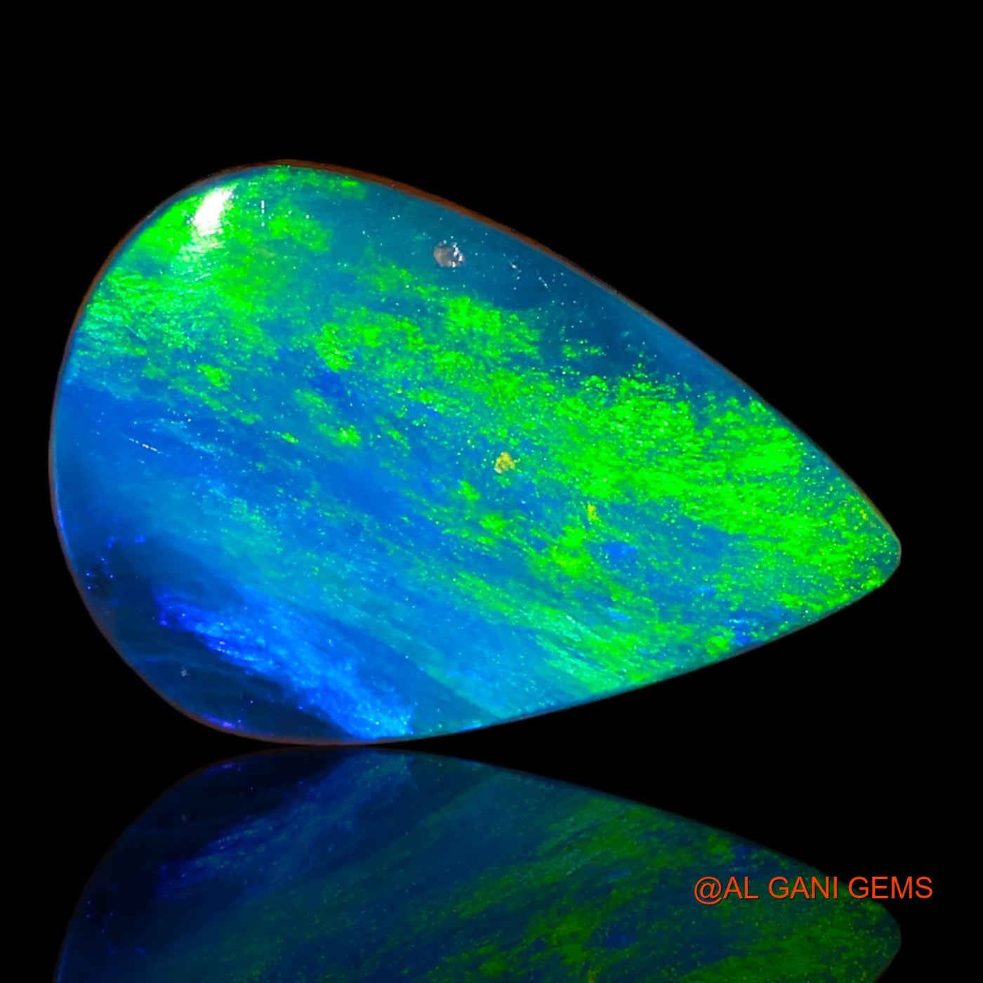 5.00 Cts Lab-Created Australian Doublet Opal Loose Gemstone Pear Cabochon 16x10x3 mm D-59