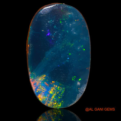 Lab-Created Untreated Doublet Opal Loose Gemstone Oval Cabochon From Australia 4.20 Cts 15x9x3 mm D-60