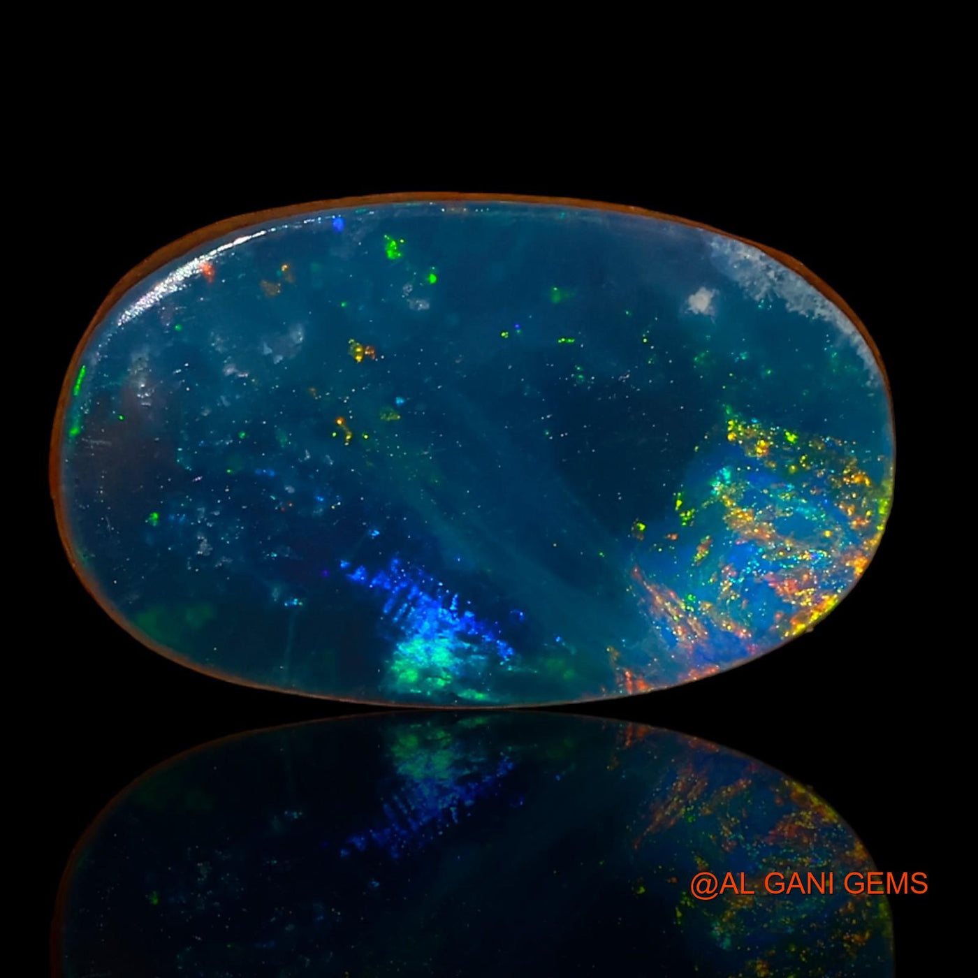 Lab-Created Untreated Doublet Opal Loose Gemstone Oval Cabochon From Australia 4.20 Cts 15x9x3 mm D-60