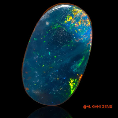 Lab-Created Untreated Doublet Opal Loose Gemstone Oval Cabochon From Australia 4.20 Cts 15x9x3 mm D-60