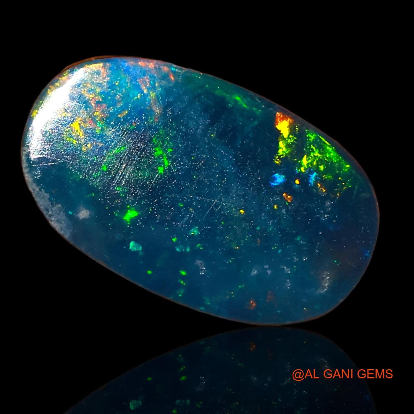 Lab-Created Untreated Doublet Opal Loose Gemstone Oval Cabochon From Australia 4.20 Cts 15x9x3 mm D-60