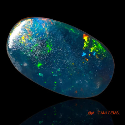 Lab-Created Untreated Doublet Opal Loose Gemstone Oval Cabochon From Australia 4.20 Cts 15x9x3 mm D-60