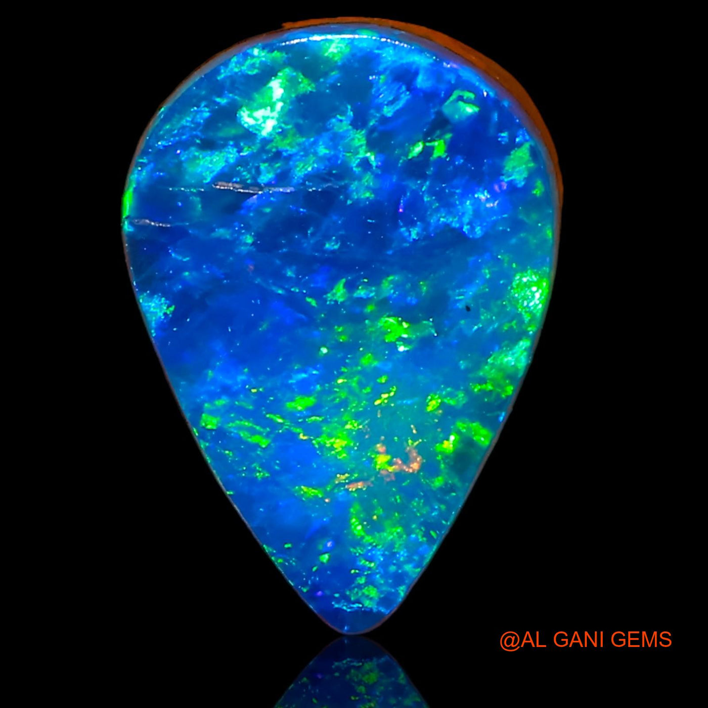 4.00 Cts Lab-Created Australian Doublet Opal Loose Gemstone Pear Cabochon 13x9x4 mm D-61