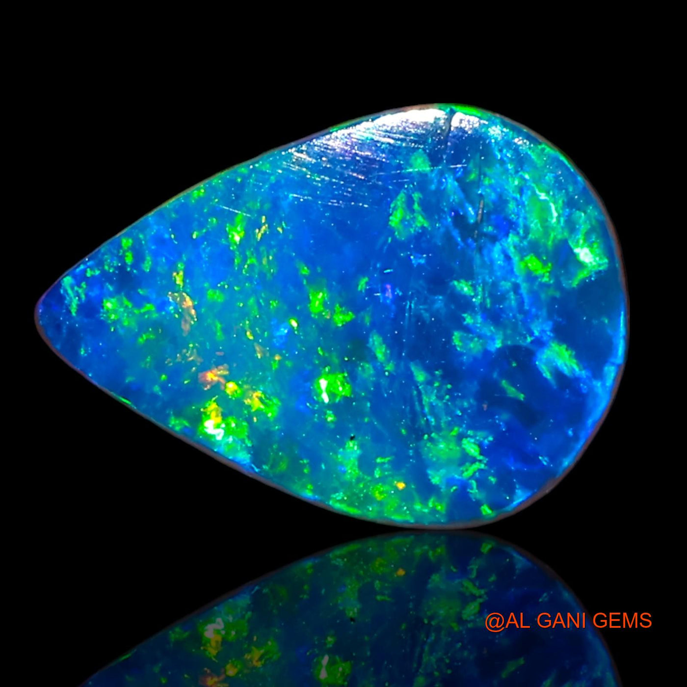 4.00 Cts Lab-Created Australian Doublet Opal Loose Gemstone Pear Cabochon 13x9x4 mm D-61
