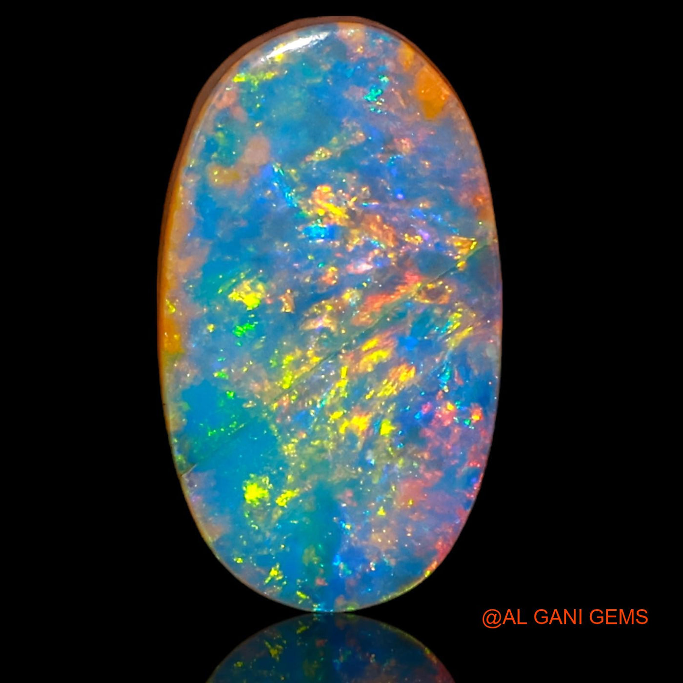 2.40 Cts Unheated Australian Doublet Opal Loose Gemstone Oval Cabochon Lab-Created 13x7x3 mm D-65