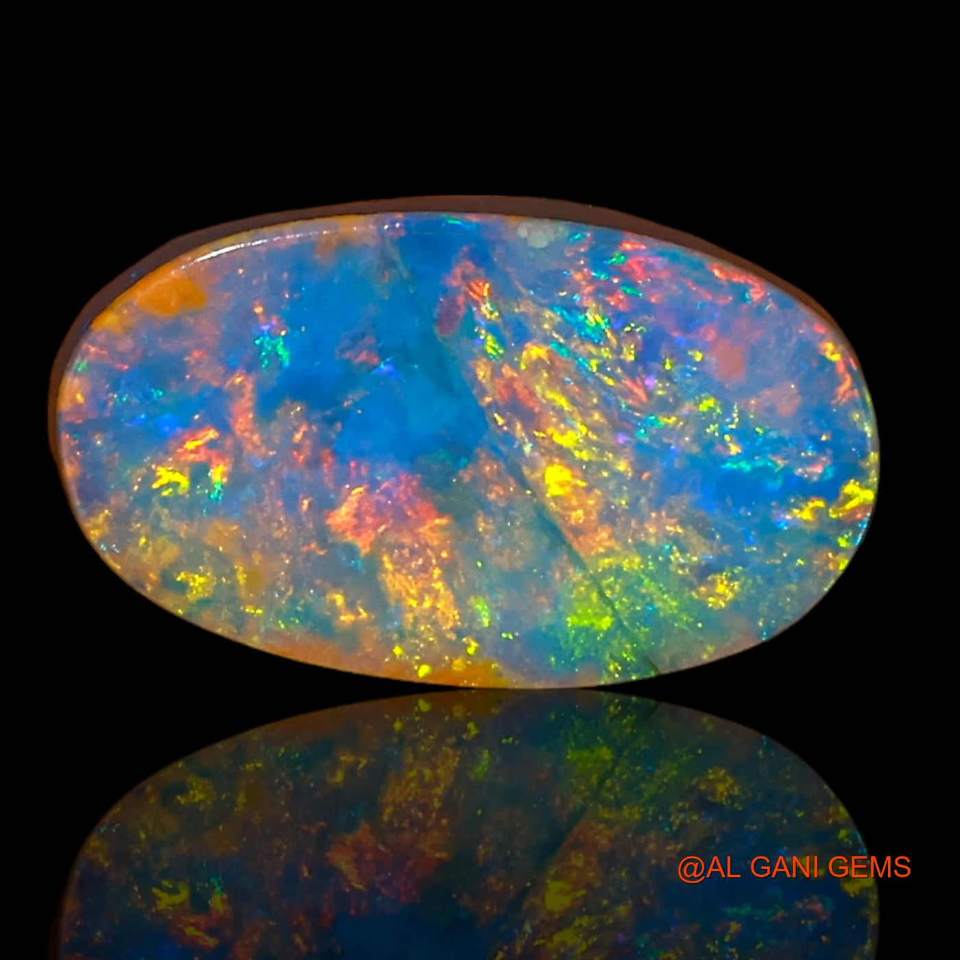 2.40 Cts Unheated Australian Doublet Opal Loose Gemstone Oval Cabochon Lab-Created 13x7x3 mm D-65