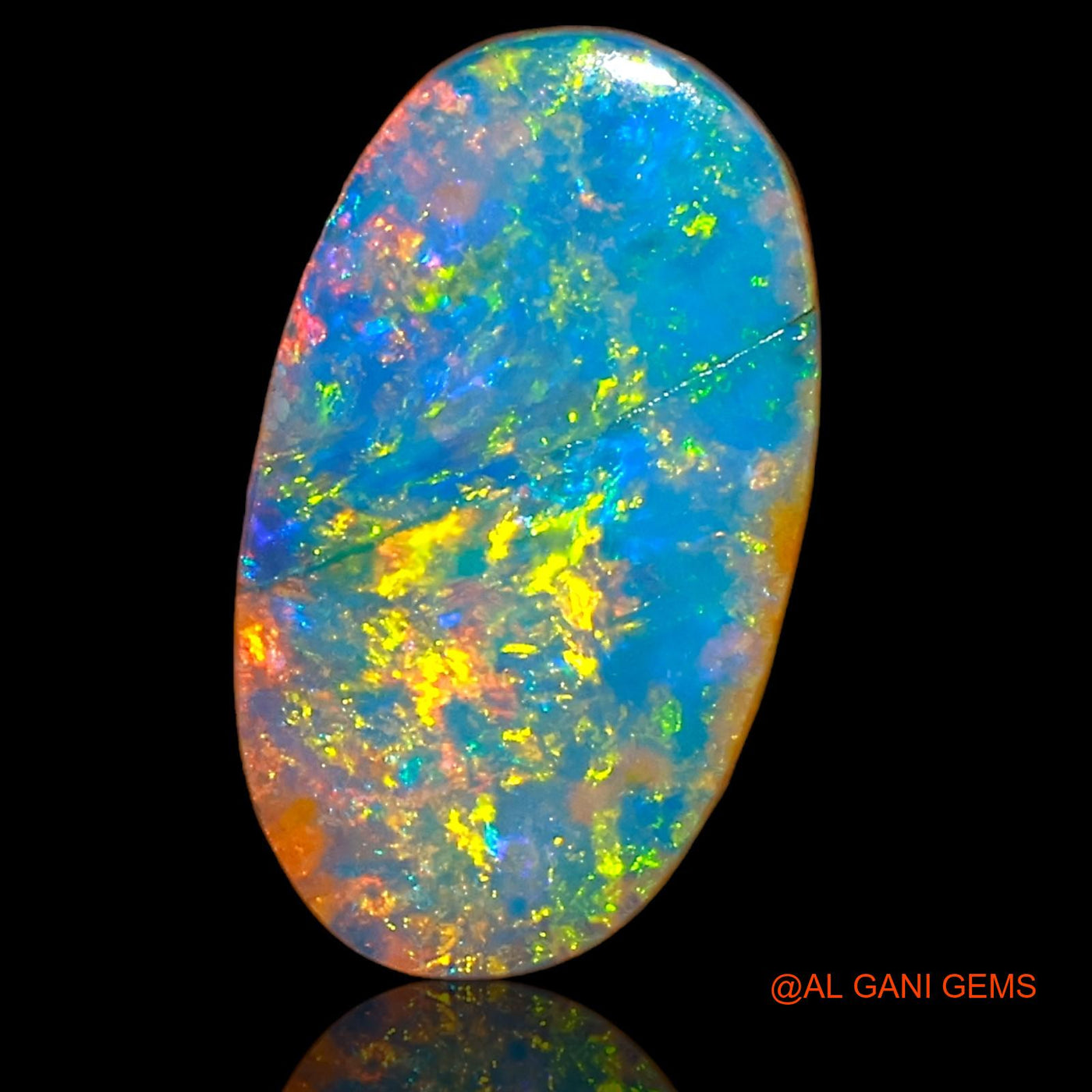 2.40 Cts Unheated Australian Doublet Opal Loose Gemstone Oval Cabochon Lab-Created 13x7x3 mm D-65