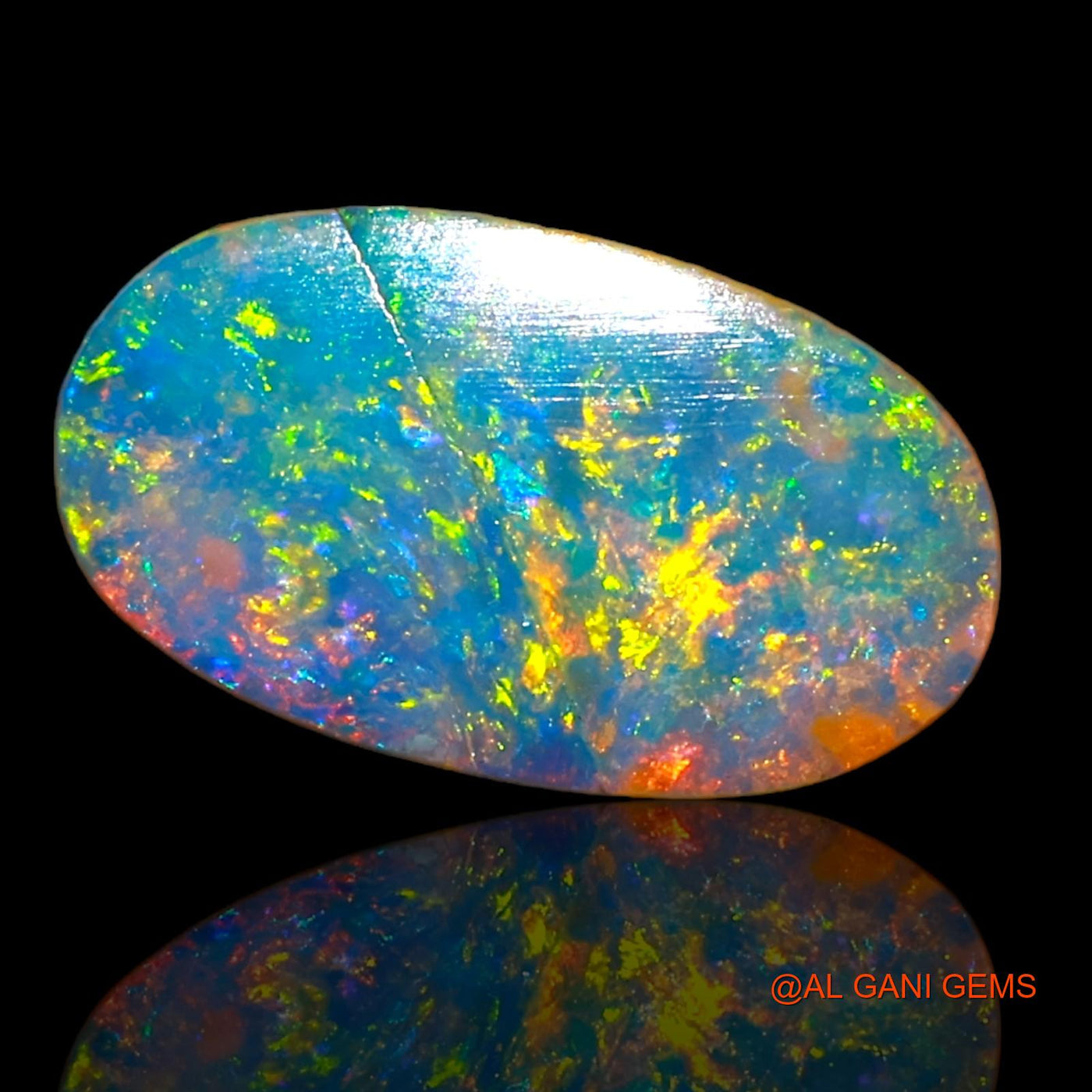 2.40 Cts Unheated Australian Doublet Opal Loose Gemstone Oval Cabochon Lab-Created 13x7x3 mm D-65