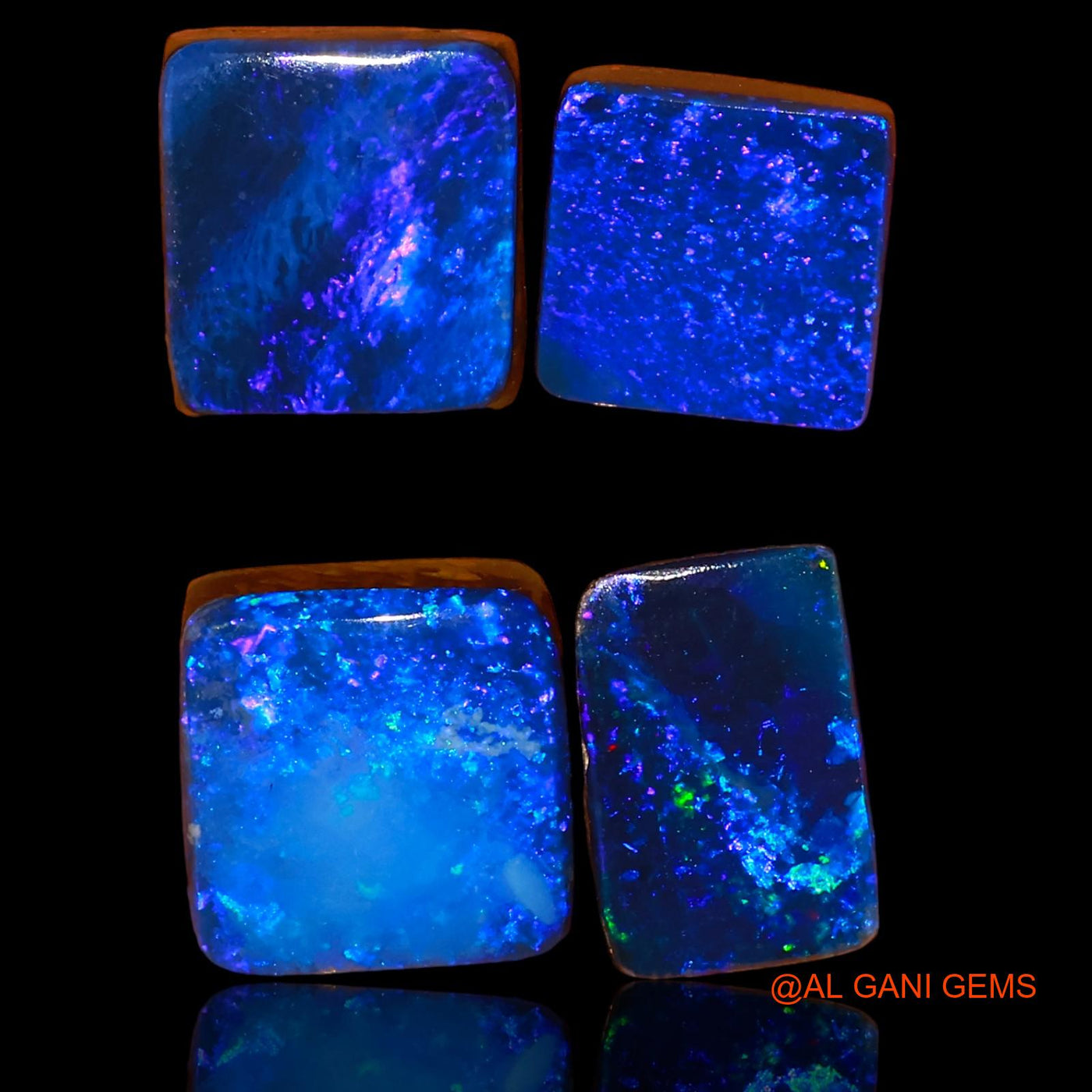 19.40 Cts Lab-Created Australian Doublet Opal Square Cabochon 4 Pcs Loose Gemstone 9X9X3 mm TO 11X10X4 mm D-71