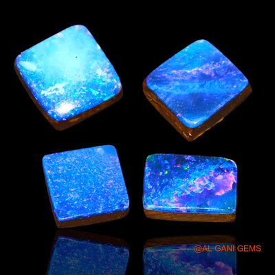 19.40 Cts Lab-Created Australian Doublet Opal Square Cabochon 4 Pcs Loose Gemstone 9X9X3 mm TO 11X10X4 mm D-71