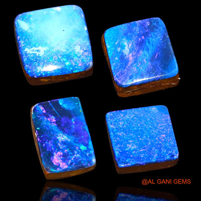 19.40 Cts Lab-Created Australian Doublet Opal Square Cabochon 4 Pcs Loose Gemstone 9X9X3 mm TO 11X10X4 mm D-71
