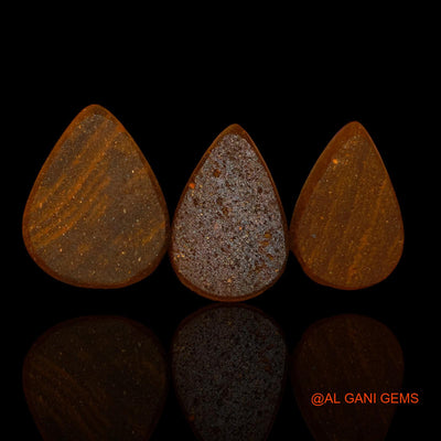 3 Pcs 15.50 Cts Lab-Created Australian Doublet Opal Loose Gemstone Pear Cabochon 14X9X4 mm TO 15X12X3 mm D-72