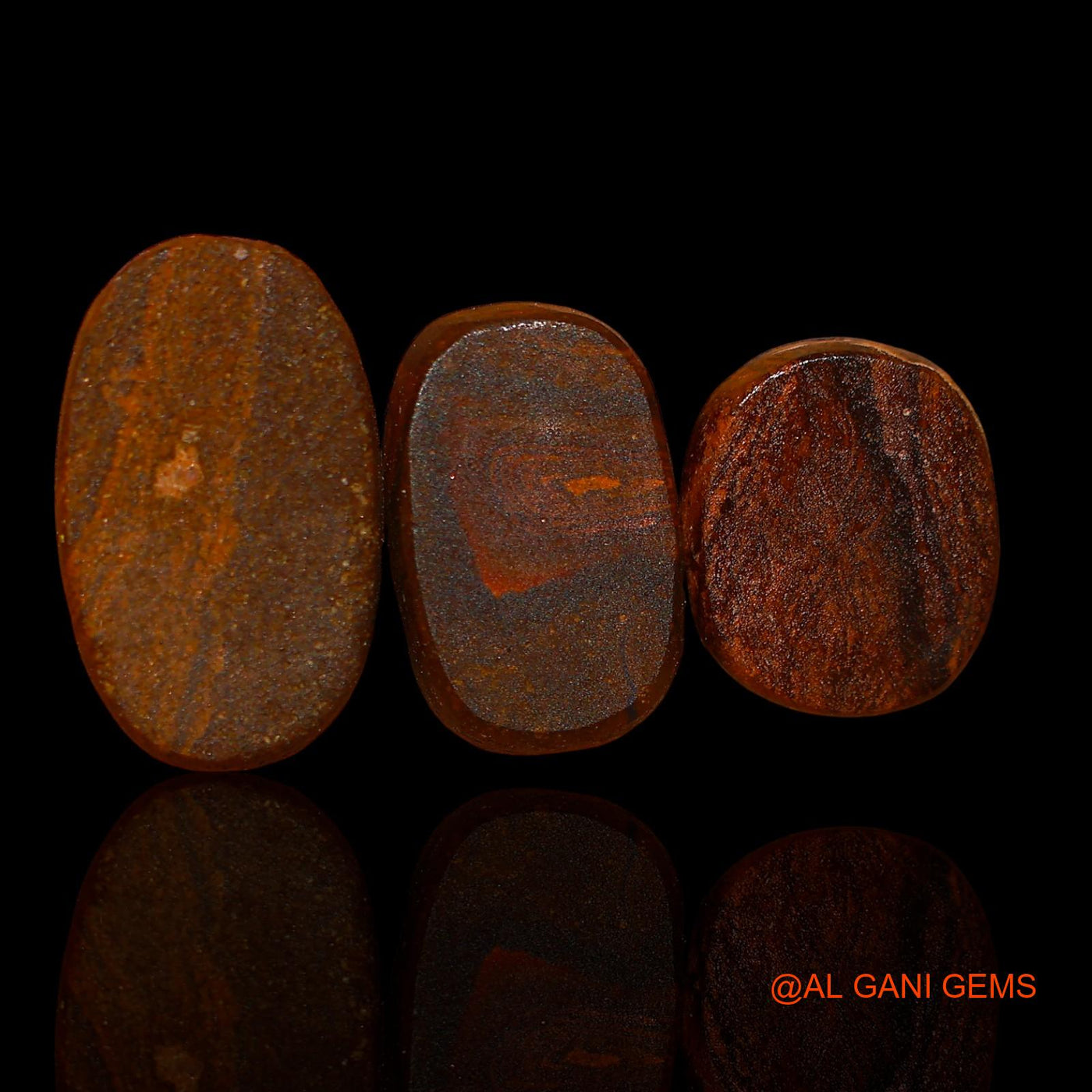 Lab-Created Doublet Opal Loose Gemstone Oval Cabochon From Australia 3 Pcs 10.60 Cts 10X8X3 mm TO 15X9X3 mm D-73