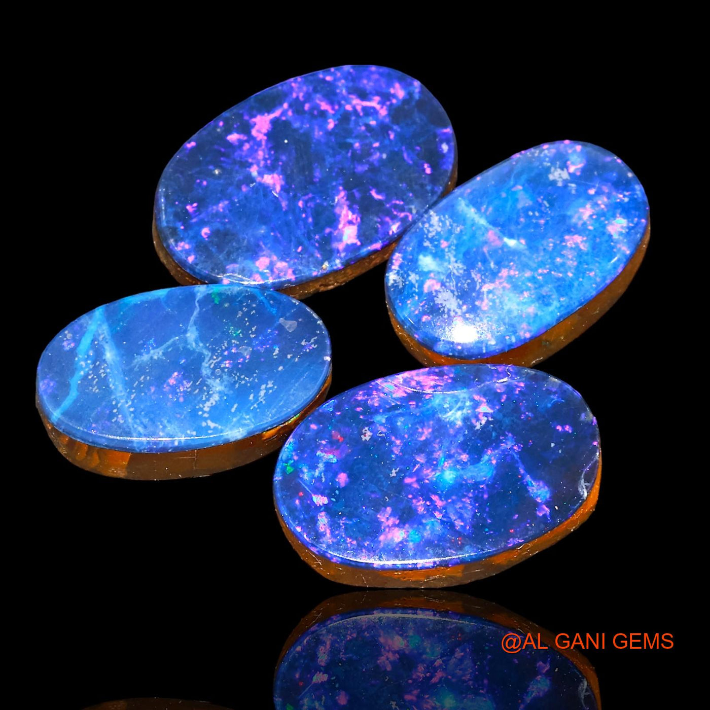 4 Pcs Lab-Created Doublet Opal Gemstone 20.60 Cts Loose Oval Cabochon From Australia 13X9X4 mm TO 15X10X3 mm D-74