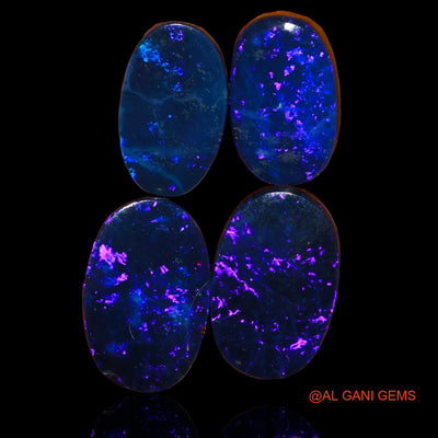 4 Pcs Lab-Created Doublet Opal Gemstone 20.60 Cts Loose Oval Cabochon From Australia 13X9X4 mm TO 15X10X3 mm D-74