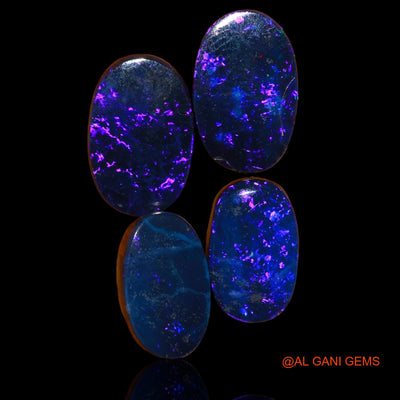 4 Pcs Lab-Created Doublet Opal Gemstone 20.60 Cts Loose Oval Cabochon From Australia 13X9X4 mm TO 15X10X3 mm D-74