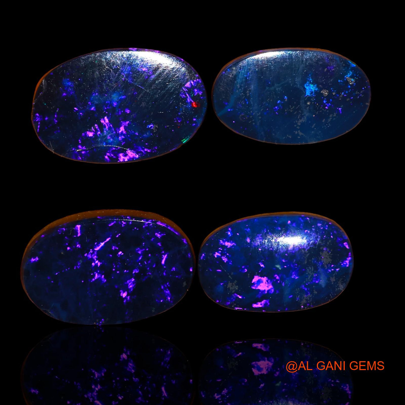 4 Pcs Lab-Created Doublet Opal Gemstone 20.60 Cts Loose Oval Cabochon From Australia 13X9X4 mm TO 15X10X3 mm D-74