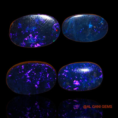 4 Pcs Lab-Created Doublet Opal Gemstone 20.60 Cts Loose Oval Cabochon From Australia 13X9X4 mm TO 15X10X3 mm D-74