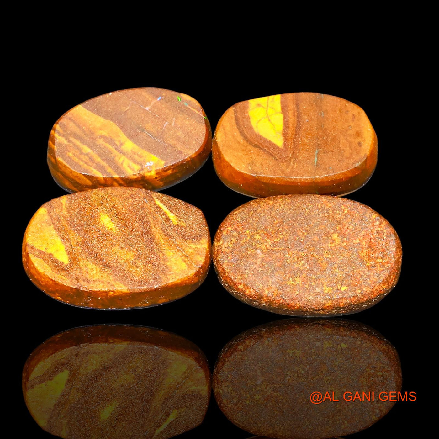 4 Pcs Lab-Created Doublet Opal Gemstone 20.60 Cts Loose Oval Cabochon From Australia 13X9X4 mm TO 15X10X3 mm D-74