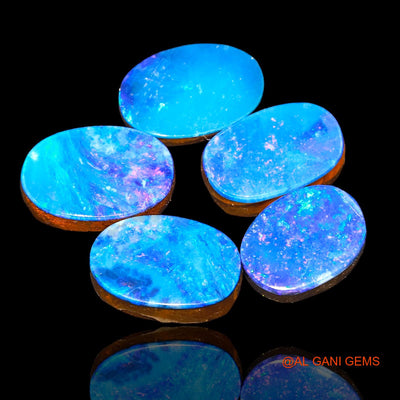 Lab-Created Doublet Opal Loose Gemstone Oval Cabochon 5 Pcs Wholesale Lot 22.80 Cts 12X9X4 mm TO 14X9X3 mm D-75
