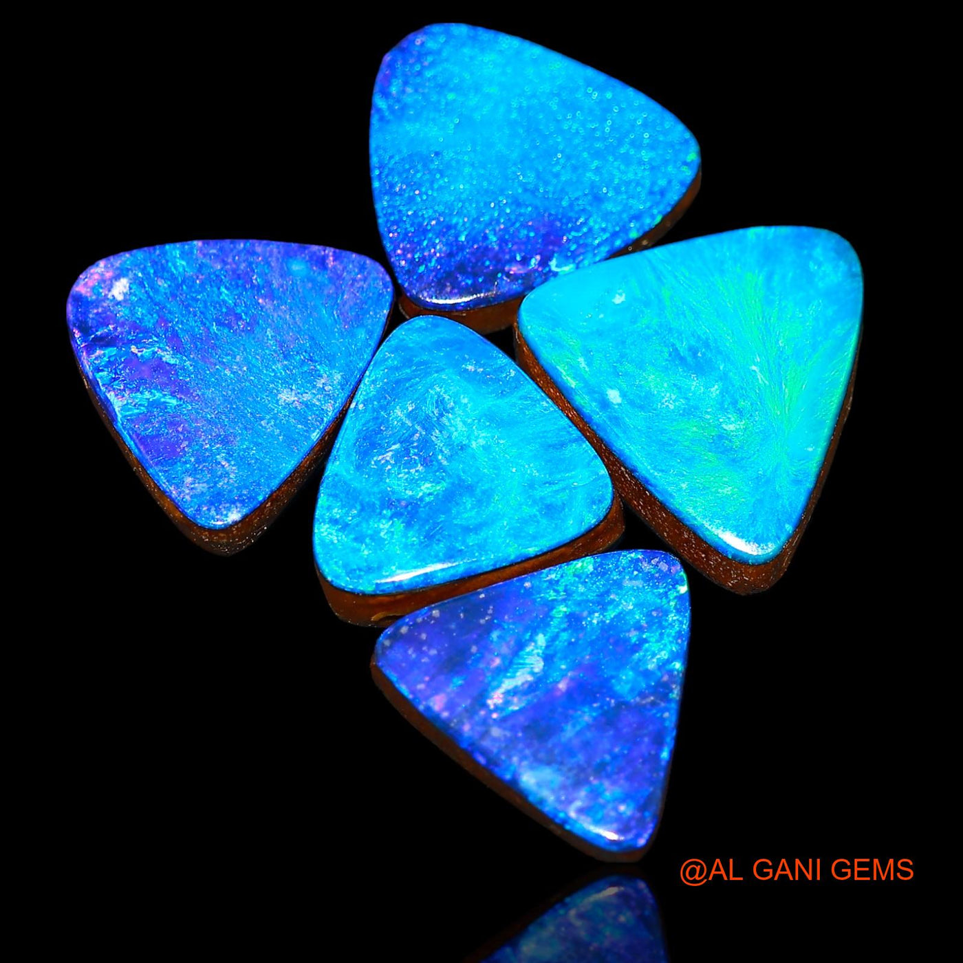 17.50 Cts Lab-Created Doublet Opal Trillion Cabochon 5 Pcs Wholesale Lot Loose Gemstone 10X10X4 mm TO 12X12X4 mm D-76