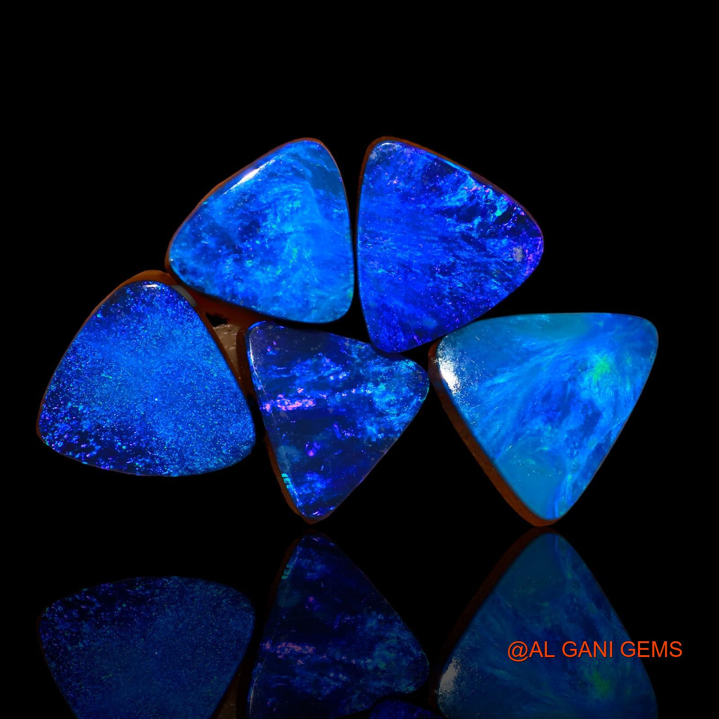 17.50 Cts Lab-Created Doublet Opal Trillion Cabochon 5 Pcs Wholesale Lot Loose Gemstone 10X10X4 mm TO 12X12X4 mm D-76