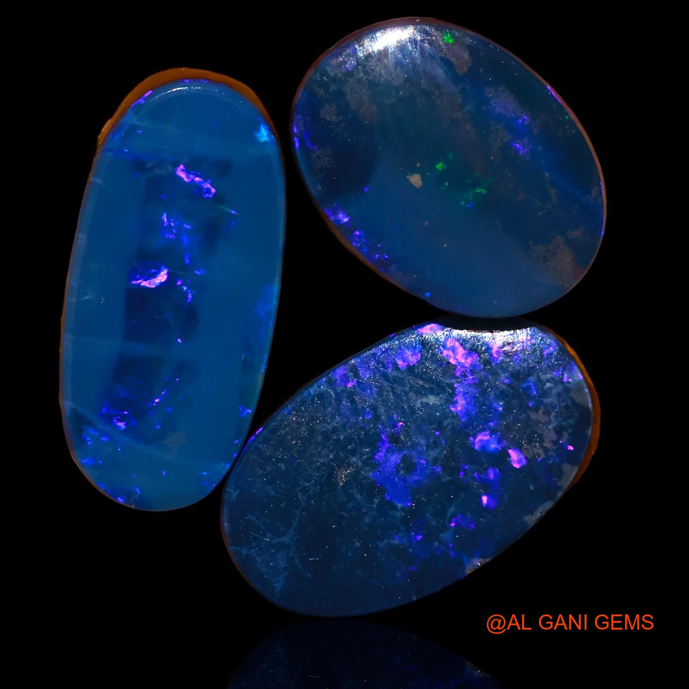 15.20 Cts Australian Doublet Opal Loose Gemstone Oval Cabochon Lab-Created 3 Pcs 13X10X4 mm TO 17X9X4 mm D-77