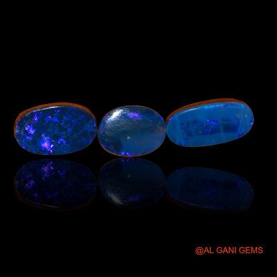 15.20 Cts Australian Doublet Opal Loose Gemstone Oval Cabochon Lab-Created 3 Pcs 13X10X4 mm TO 17X9X4 mm D-77