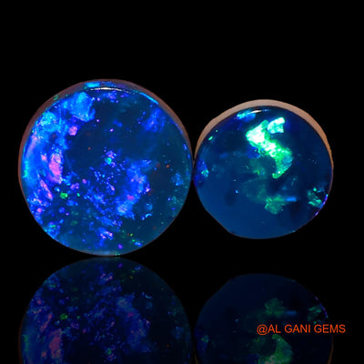 2 Pcs 1.60 Cts Lab-Created Australian Doublet Opal Loose Gemstone Round Cabochon 5X5X2 mm TO 7X7X3 mm D-78
