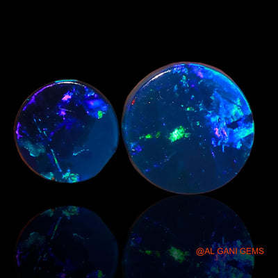 2 Pcs 1.60 Cts Lab-Created Australian Doublet Opal Loose Gemstone Round Cabochon 5X5X2 mm TO 7X7X3 mm D-78