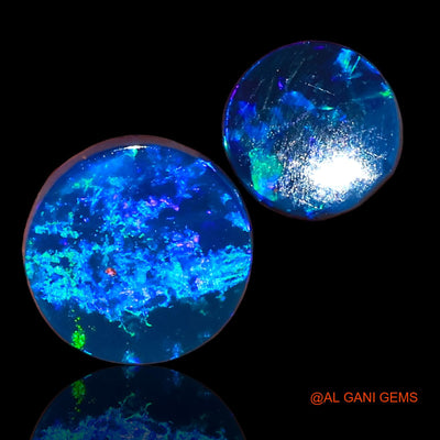 2 Pcs 1.60 Cts Lab-Created Australian Doublet Opal Loose Gemstone Round Cabochon 5X5X2 mm TO 7X7X3 mm D-78