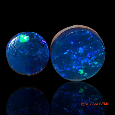 2 Pcs 1.60 Cts Lab-Created Australian Doublet Opal Loose Gemstone Round Cabochon 5X5X2 mm TO 7X7X3 mm D-78