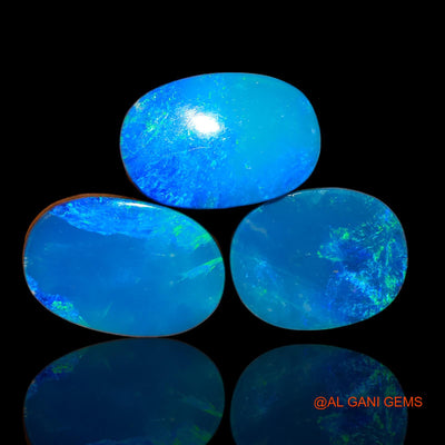 3 Pcs 22.80 Cts Lab-Created Australian Doublet Opal Loose Gemstone Oval Cabochon 14X12X4 mm TO 17X11X4 mm D-79