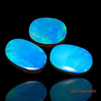 3 Pcs 22.80 Cts Lab-Created Australian Doublet Opal Loose Gemstone Oval Cabochon 14X12X4 mm TO 17X11X4 mm D-79