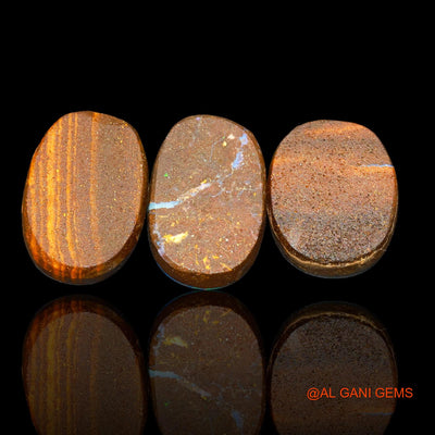 3 Pcs 22.80 Cts Lab-Created Australian Doublet Opal Loose Gemstone Oval Cabochon 14X12X4 mm TO 17X11X4 mm D-79