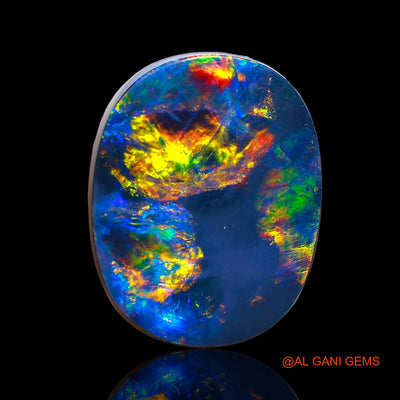 Lab-Created Untreated Doublet Opal Loose Gemstone Oval Cabochon From Australia 9.90 Cts 18x14x4 mm D-7