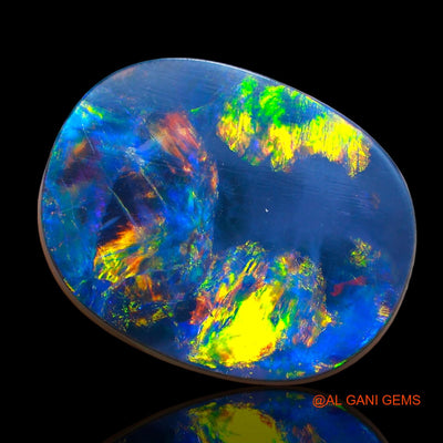 Lab-Created Untreated Doublet Opal Loose Gemstone Oval Cabochon From Australia 9.90 Cts 18x14x4 mm D-7