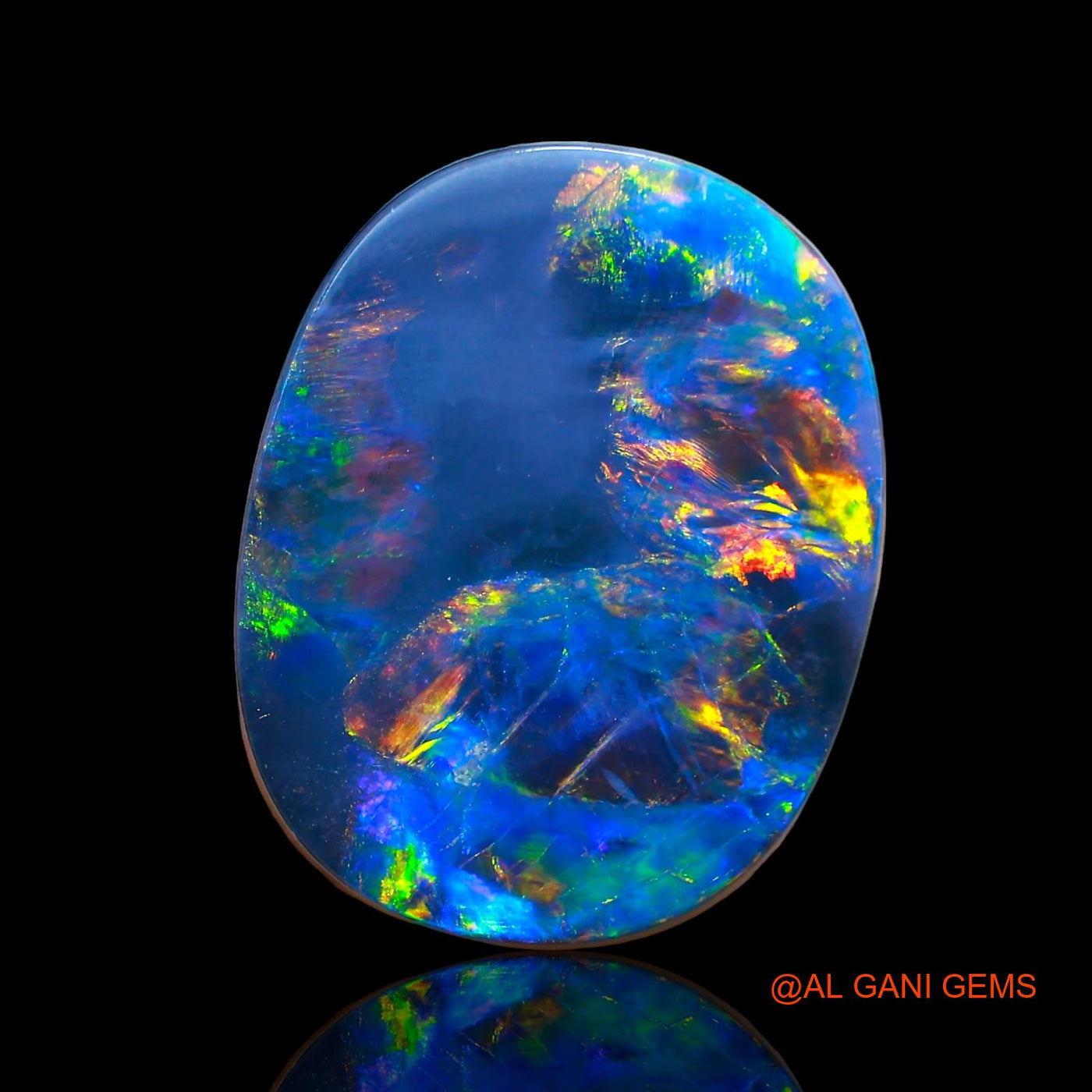 Lab-Created Untreated Doublet Opal Loose Gemstone Oval Cabochon From Australia 9.90 Cts 18x14x4 mm D-7