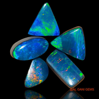 5 Pcs 10.00 Cts Lab-Created Doublet Opal Loose Gemstone Mix Cabochon Wholesale Lot 9X6X3 mm TO 12X8X4 mm D-80