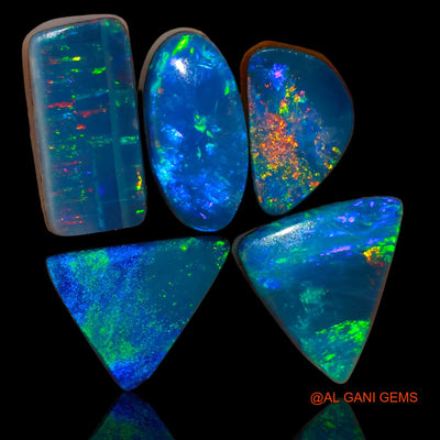 5 Pcs 10.00 Cts Lab-Created Doublet Opal Loose Gemstone Mix Cabochon Wholesale Lot 9X6X3 mm TO 12X8X4 mm D-80