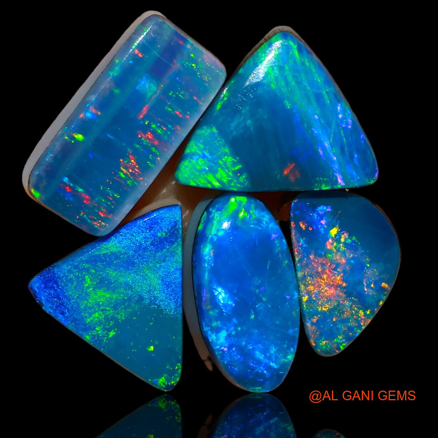 5 Pcs 10.00 Cts Lab-Created Doublet Opal Loose Gemstone Mix Cabochon Wholesale Lot 9X6X3 mm TO 12X8X4 mm D-80
