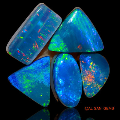 5 Pcs 10.00 Cts Lab-Created Doublet Opal Loose Gemstone Mix Cabochon Wholesale Lot 9X6X3 mm TO 12X8X4 mm D-80