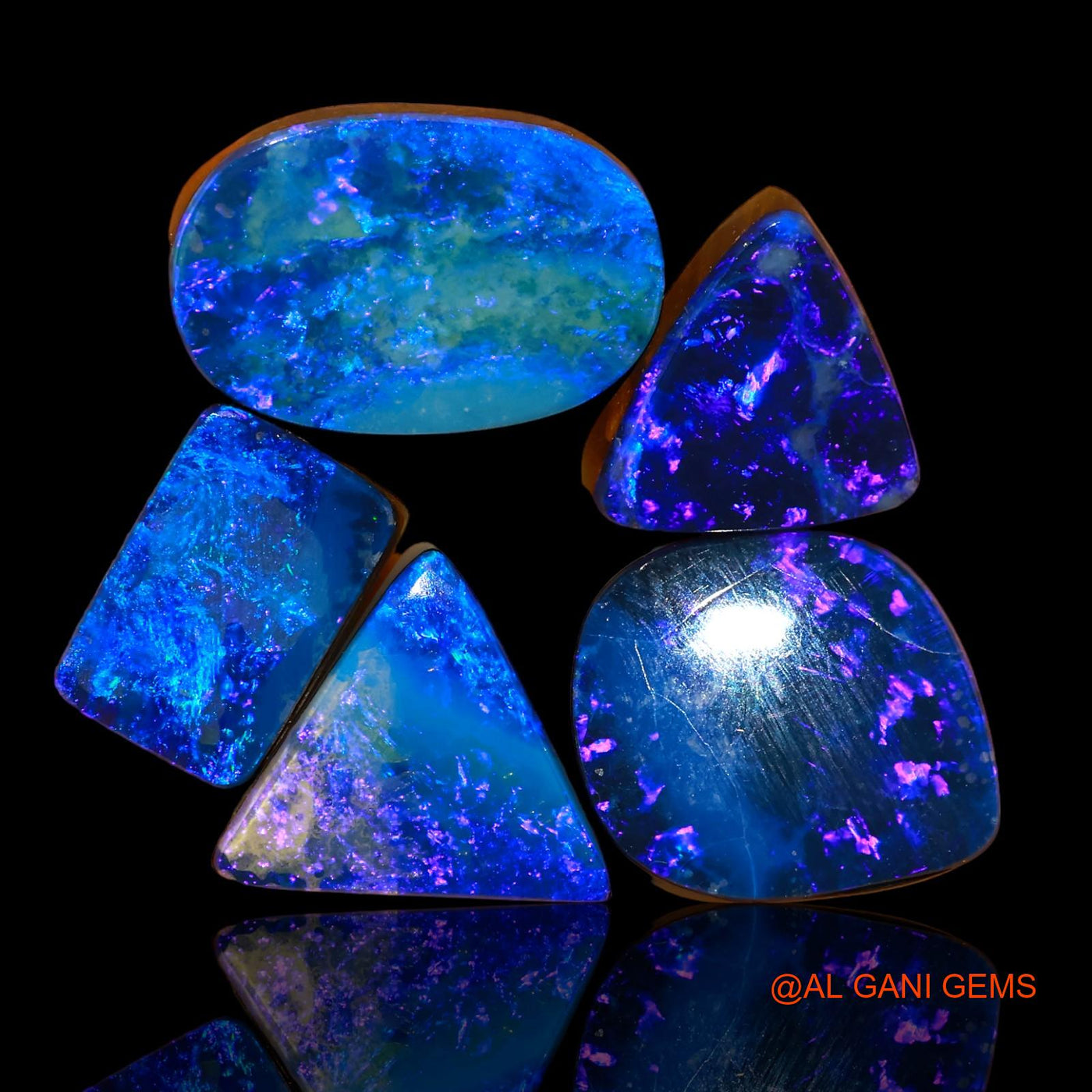5 Pcs 27.00 Cts Lab-Created Doublet Opal Loose Gemstone Mix Cabochon Wholesale Lot 11X11X4 mm TO 16X11X4 mm D-81