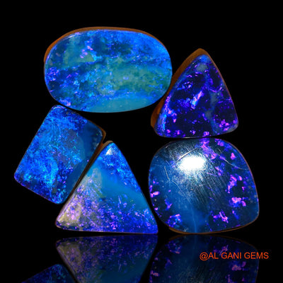 5 Pcs 27.00 Cts Lab-Created Doublet Opal Loose Gemstone Mix Cabochon Wholesale Lot 11X11X4 mm TO 16X11X4 mm D-81