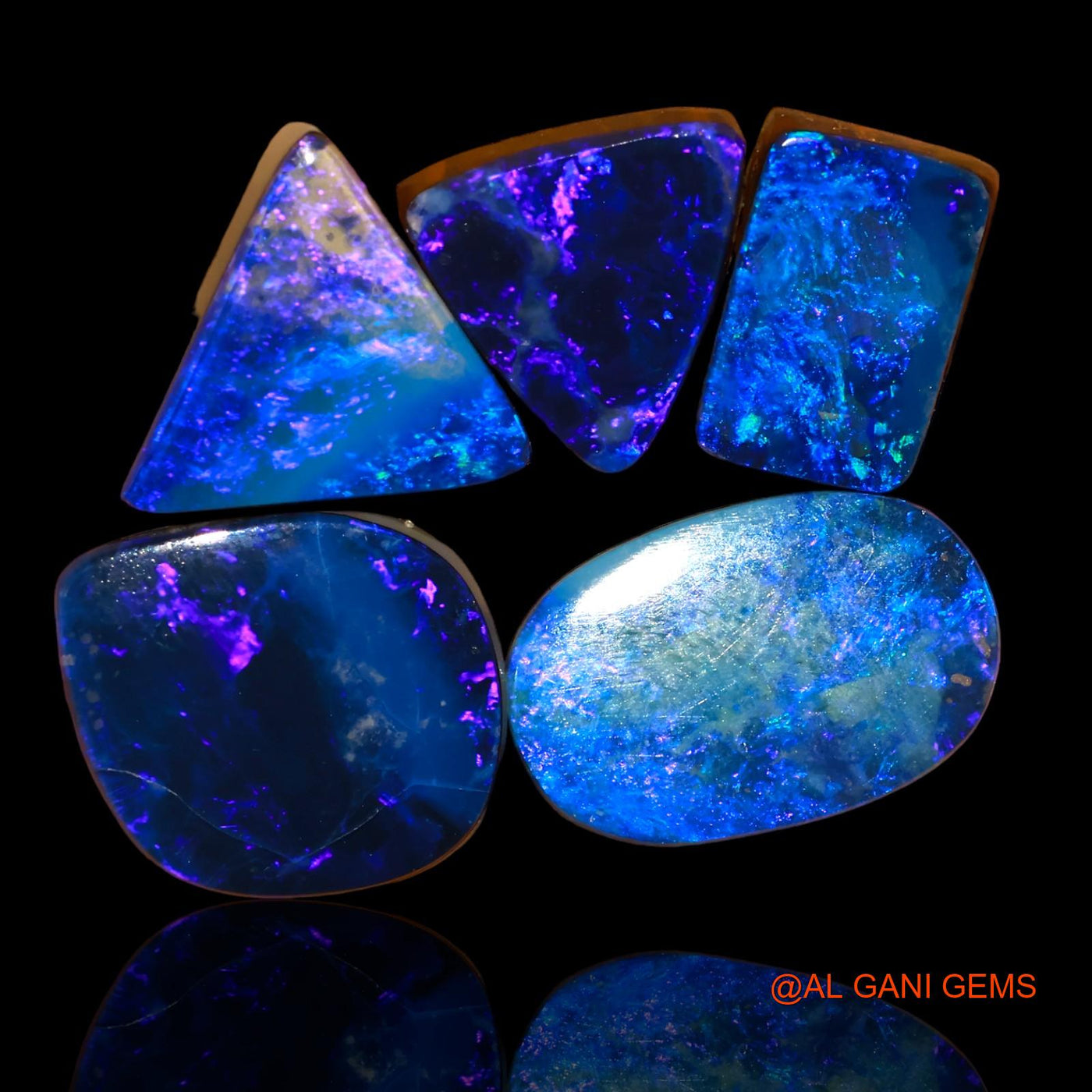5 Pcs 27.00 Cts Lab-Created Doublet Opal Loose Gemstone Mix Cabochon Wholesale Lot 11X11X4 mm TO 16X11X4 mm D-81