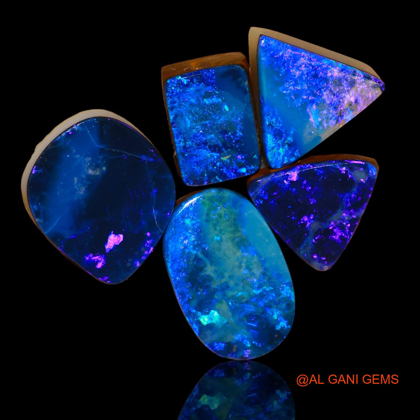 5 Pcs 27.00 Cts Lab-Created Doublet Opal Loose Gemstone Mix Cabochon Wholesale Lot 11X11X4 mm TO 16X11X4 mm D-81